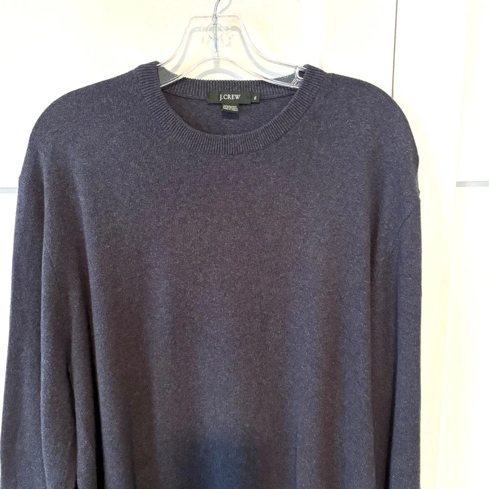 J. Crew Men's Dark Blue Cotton Cashmere Crewneck in Size XL‎